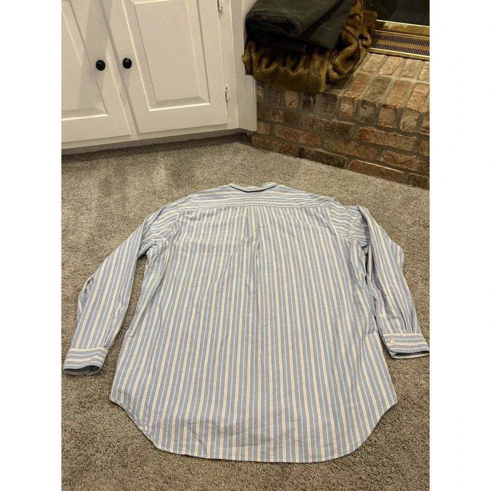 Polo Ralph Lauren Shirt Mens 2XLT Pink Blue Striped Classic Fit Cotton Pony